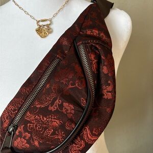 Urban Outfitters Metallic Red Brocade Crossbody Sling Bag